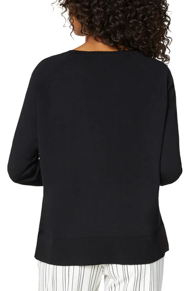 Liverpool Raglan Sweater W/ Side Slit Black