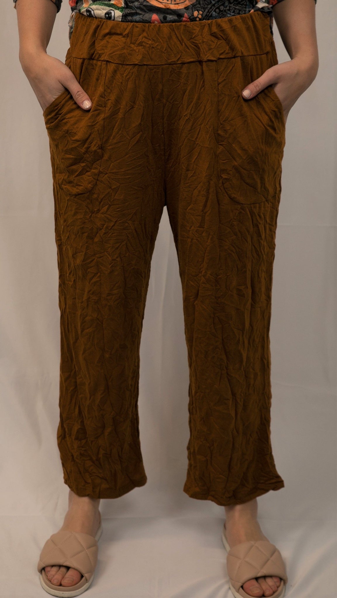 Shana Crinkle Pants W/Pockets Copper