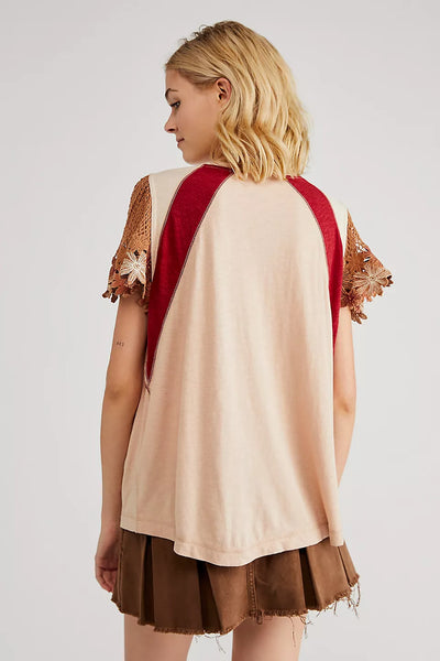 Free People As If Tee Misty Mink Combo