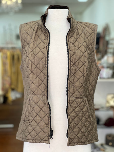 Cut Loose Zip Front Quilted Vest Saddle