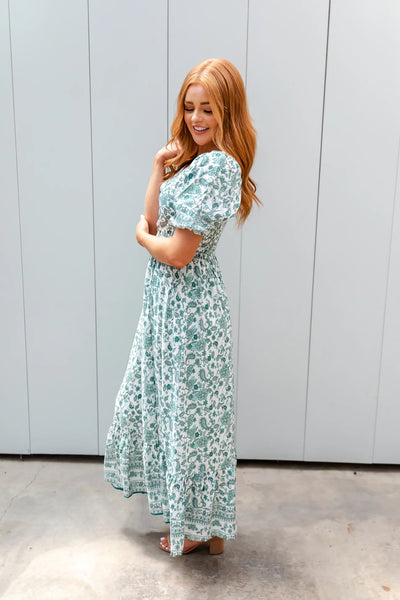 Mikarose The Brea Dress In Matcha Floral
