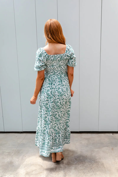 Mikarose The Brea Dress In Matcha Floral