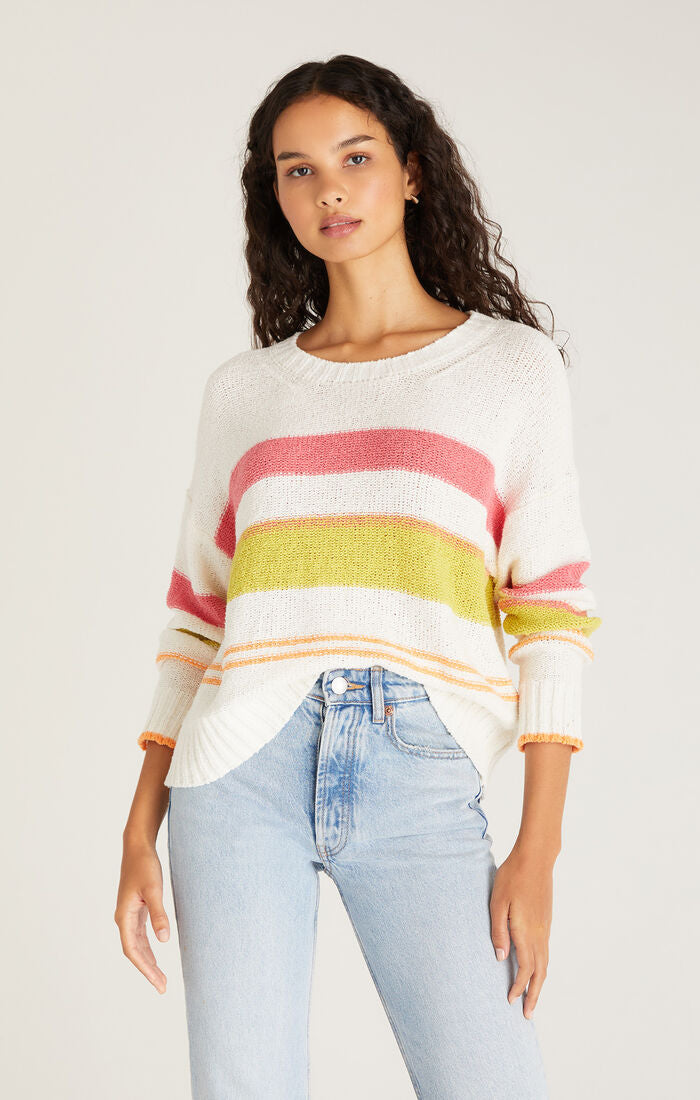 Z Supply Block Stripe Sweater, White
