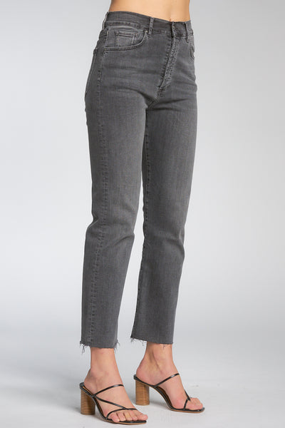Elan Straight Raw Hem Jeans, Grey