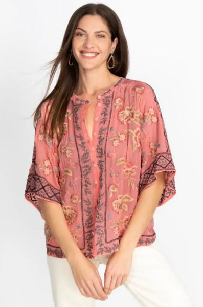Johnny Was Mulane Blouse, Coral Sunset