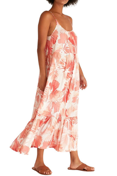 Z Supply Lido Watercolor Leaf Dress, Coral Red