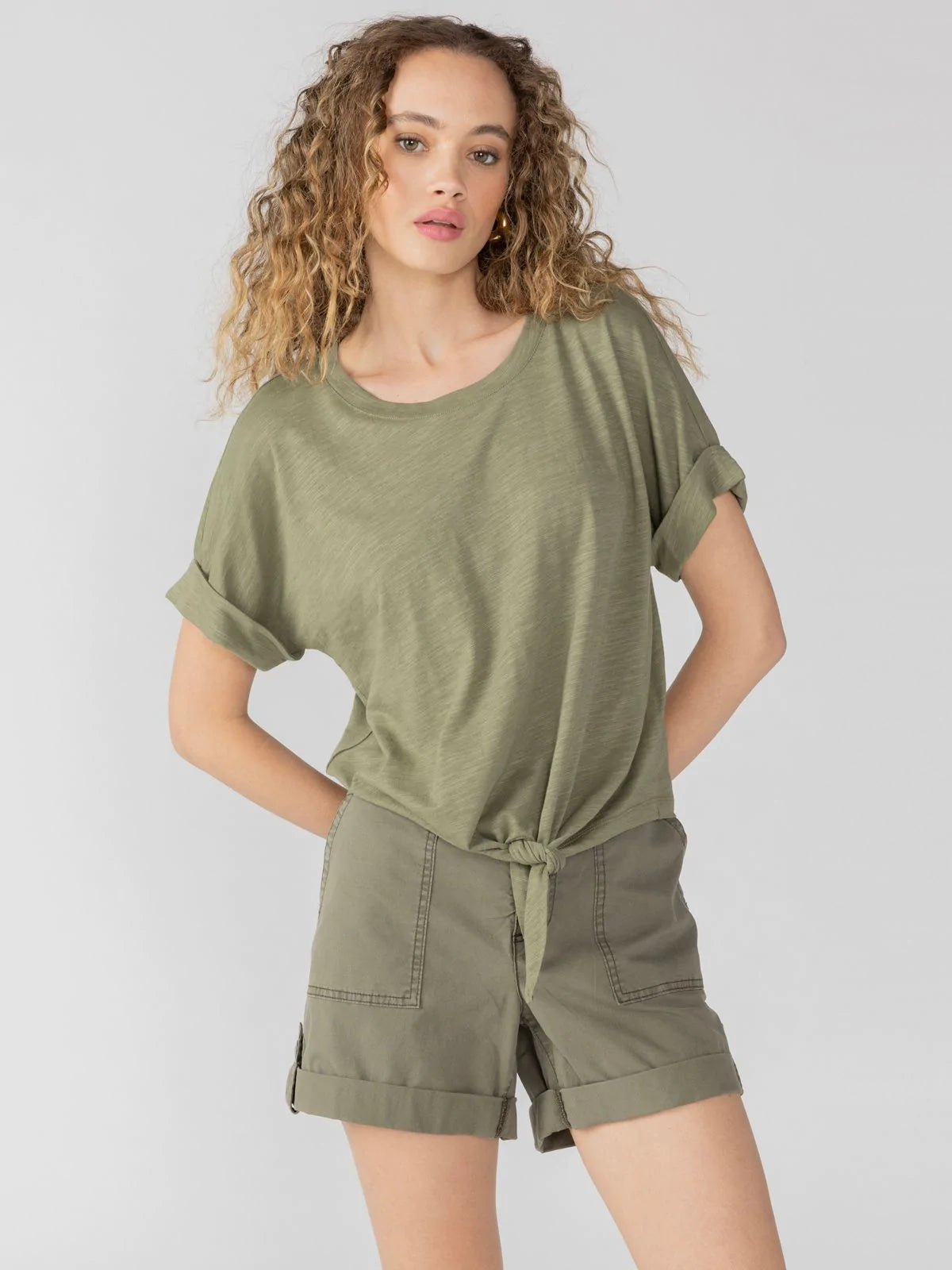 Sanctuary All Day Tie Tee, Trail Green