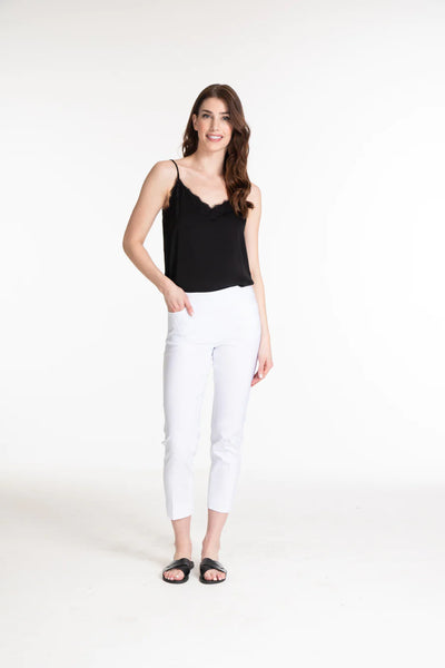 Multiples Pull On Crop Pant, White