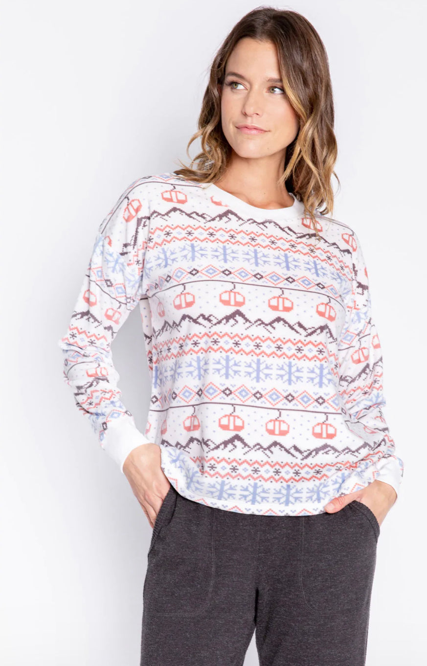 PJ Salvage Stay Lifted Long Sleeve Top, Ivory