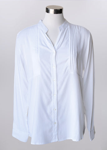 Keren Hart Pleated Button Front L/S Shirt White