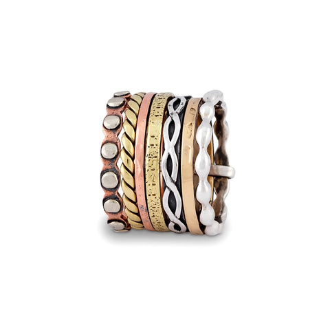 Ritual Stackable Filgree Mixed Metal Stackable Rings