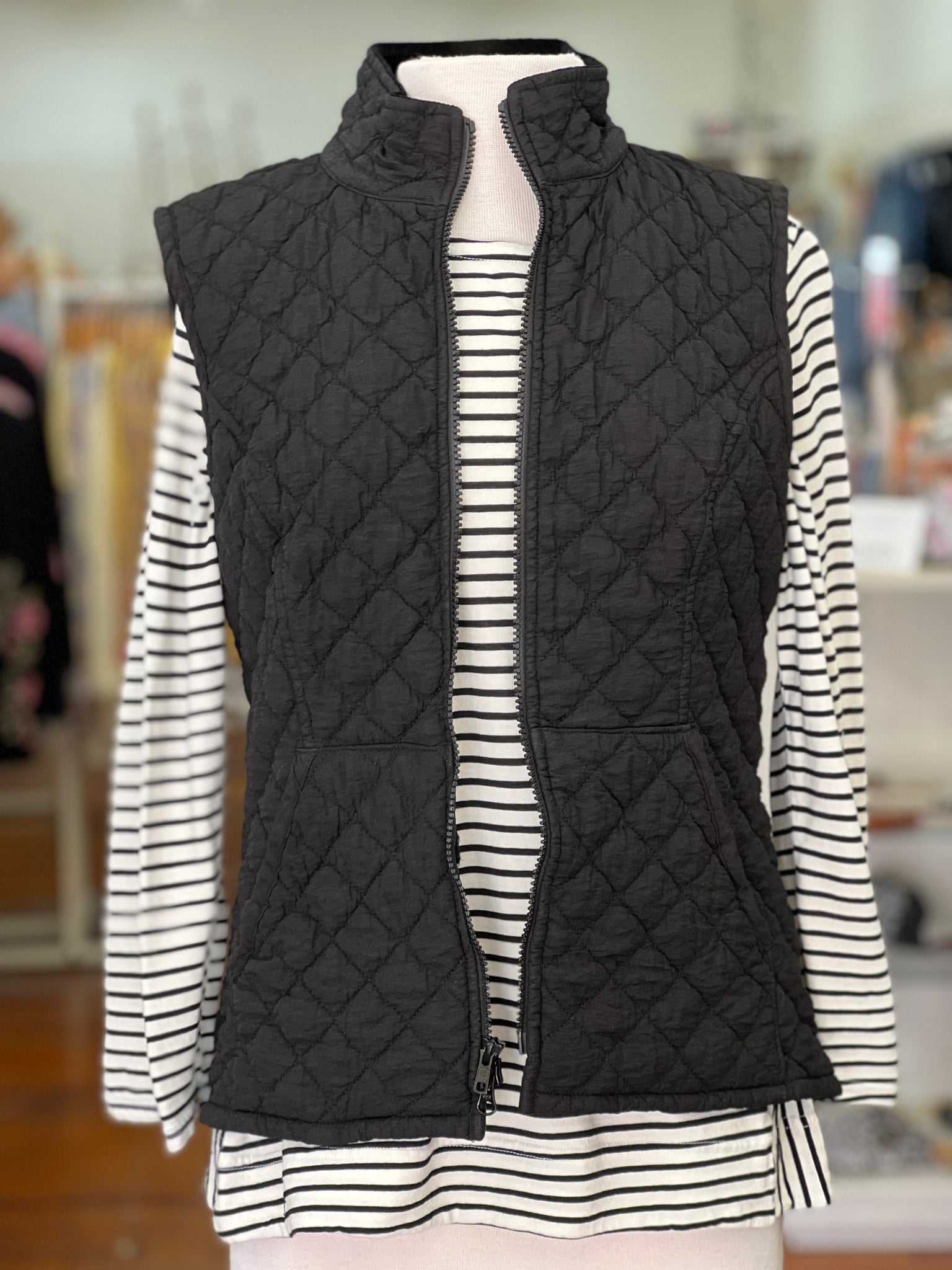 Cut Loose Zip Front Quilted Vest Black – Deasee's Boutique