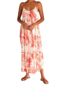 Z Supply Lido Watercolor Leaf Dress, Coral Red