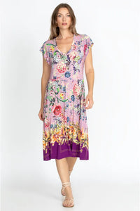 Johnny Was Topiary Tiered Tea Length Dress Multi